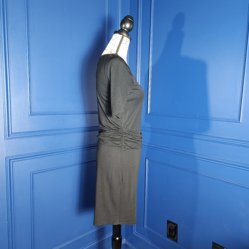 Black Three Dots "Christina" Ruched Jersey Dress - Picture 4 of 13